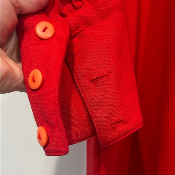 Vintage 80s Pearl C Crimson Red Long Sleeve cotton Dress wiggle small 4 women’s - Picture 3 of 7